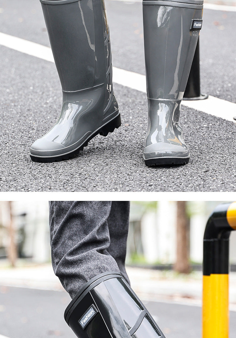 Taobao rain shoes men's beef tendon bottom camouflage waterproof non-slip wear-resistant water shoes fleece-lined warm labor protection shoes explosions wholesale