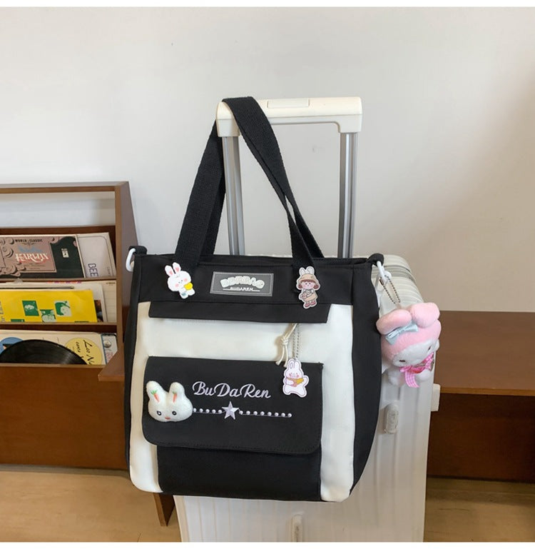 Student Bag Junior High School Student High School Student Backpack Large Capacity Nylon Breathable Comfortable Women's Backpack Canvas Bag