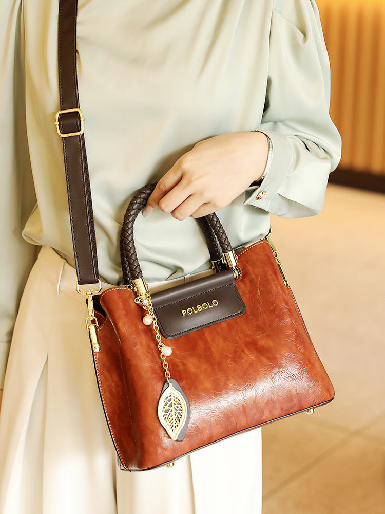 Hd Light Luxury Genuine Leather Bag for Women 2025 New Single Shoulder Bag for Middle-Aged Ladies and Mothers Large Capacity Versatile Handbag