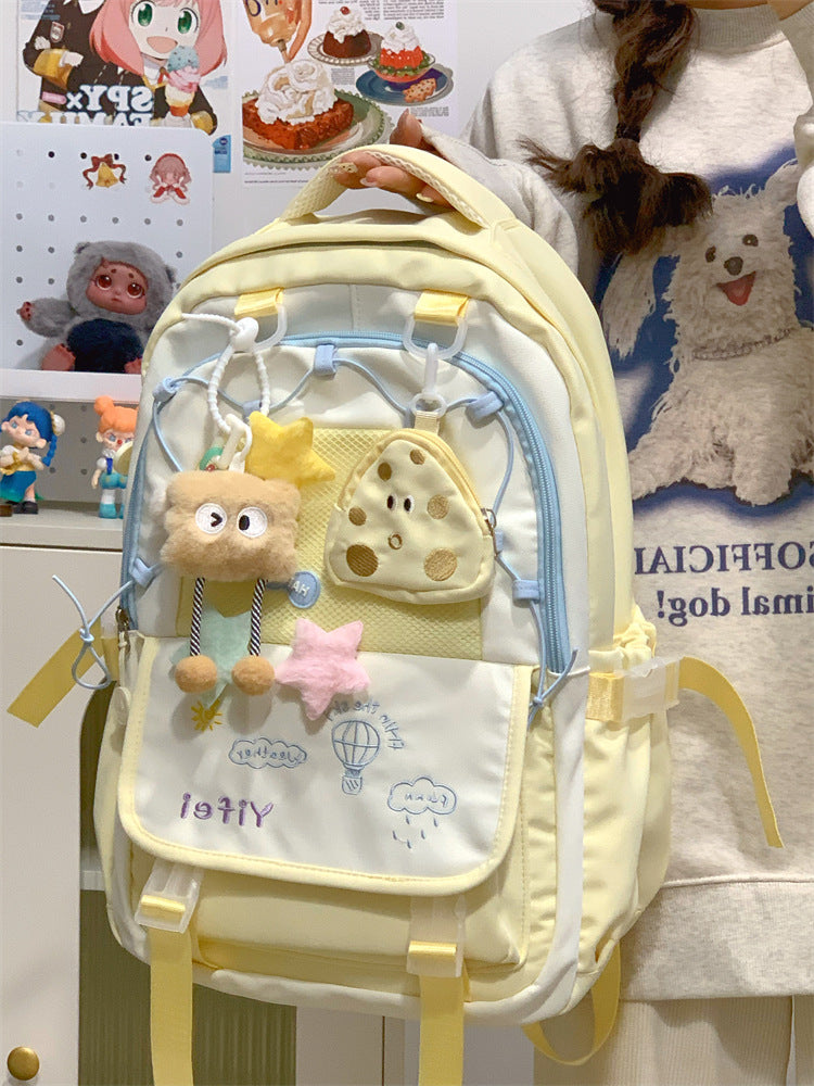 Junior High School Girls' Schoolbag High Color Value Cute Lightweight Large Capacity for Primary School Students and High School Students Backpack for Women