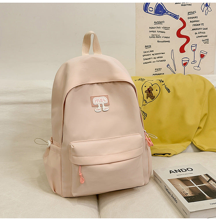 New School Bag Female College Student Large Capacity Backpack Lightweight Simple Short-Distance Travel Backpack High School Student School Bag