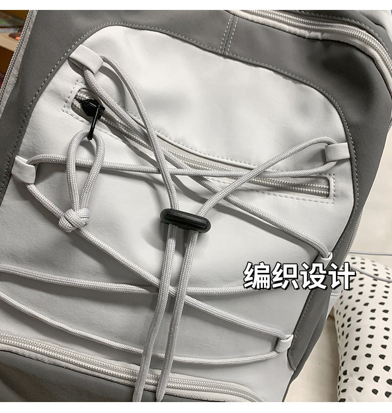 Mountain-Style Outdoor Hiking Backpack for Women, Large Capacity, Unique Design, Lightweight, High-End Gray School Bag for High School Girls
