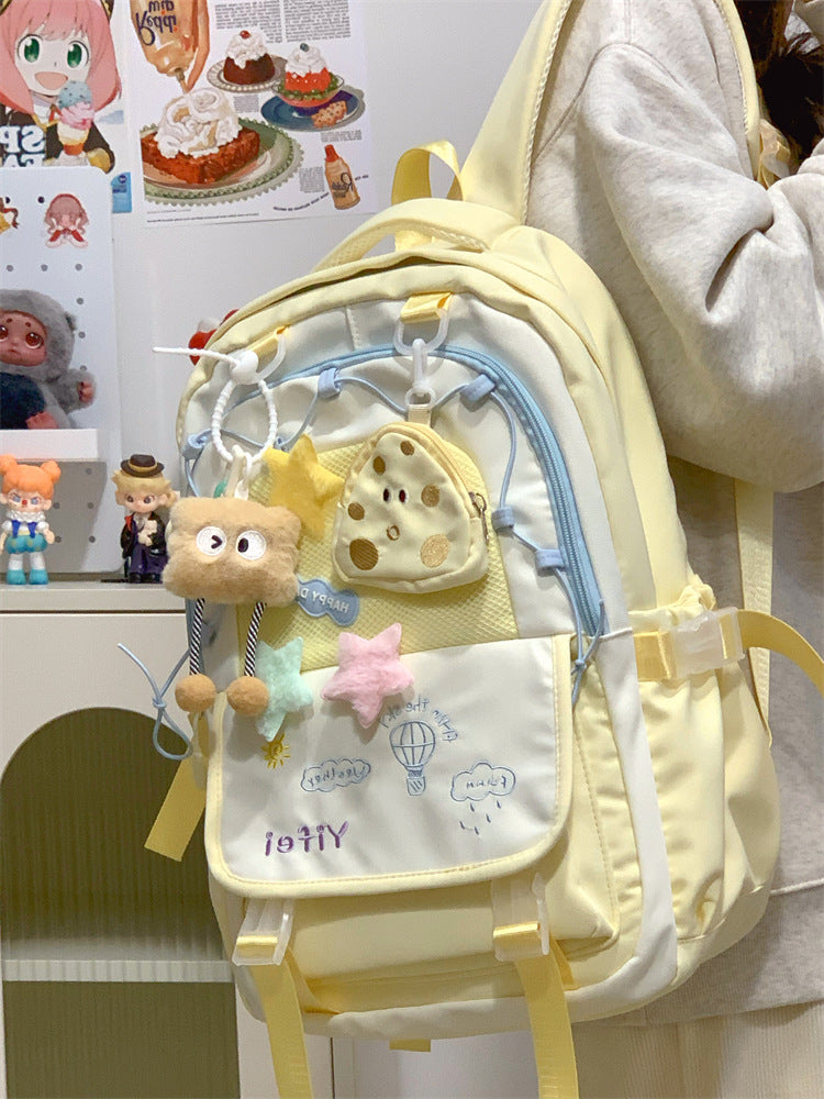 Junior High School Girls' Schoolbag High Color Value Cute Lightweight Large Capacity for Primary School Students and High School Students Backpack for Women
