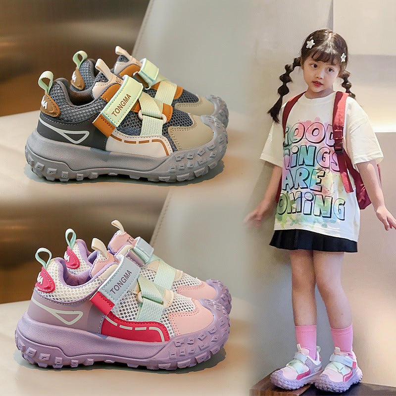 Children's Single Mesh Sports Shoes 2025 Summer New Soft Sole Non-Slip Breathable Fashion Versatile Casual Shoes for Middle and Large Children