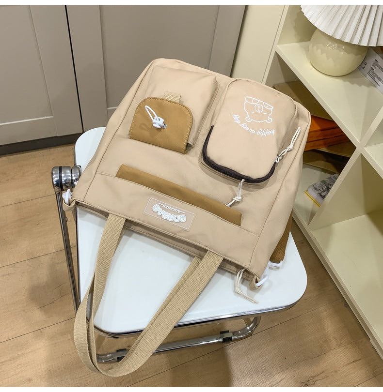 Ins Style School Bag for Girls, Versatile Color-Blocking Large-Capacity Backpack for Middle School and High School Students, Campus Style