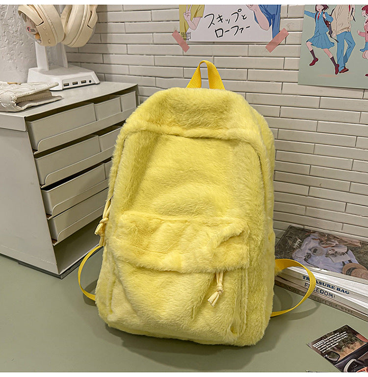 Stuffed Backpack, Korean Style Versatile Backpack, Autumn and Winter Niche High-Value School Bag, Female College Student Class Bag