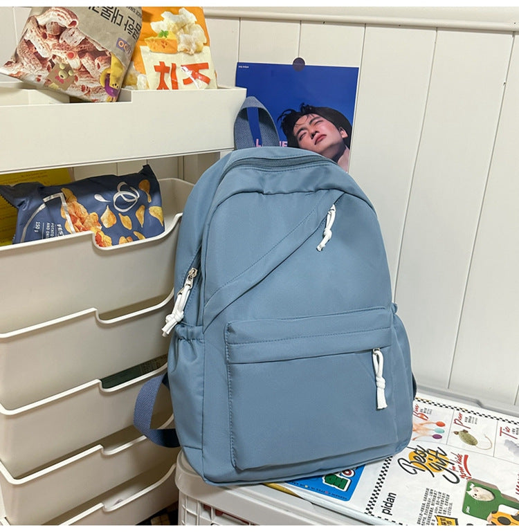 New Large Capacity Primary School Junior High School Students' Casual Schoolbag Japanese Style Fashion Simple Solid Color Travel Backpack