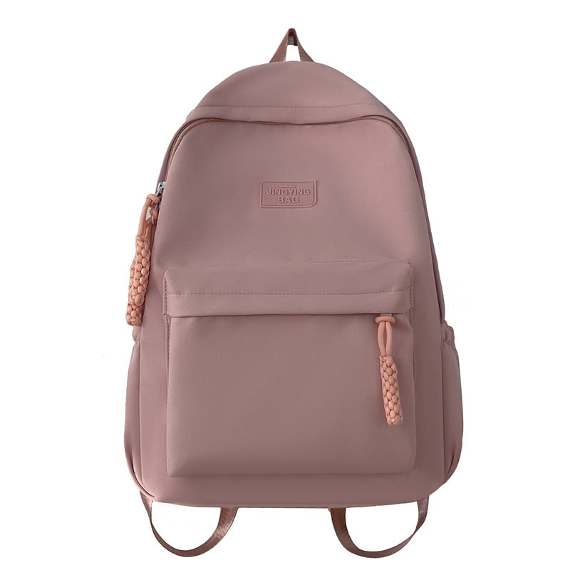 Schoolbag Women's 2024 New Large Capacity High School Student Backpack Solid Color Simple All-match Women's Bag Class Student Backpack