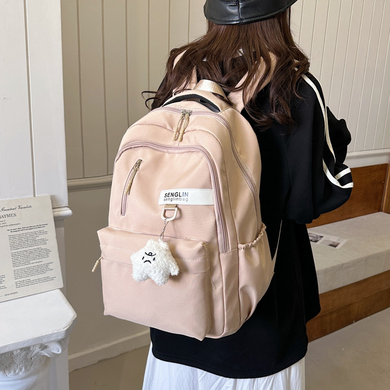 Simple Schoolbags for Boys, College Students, High School Students, Large-Capacity Girls' Backpacks, College Style Korean Fashion Couple Pairs