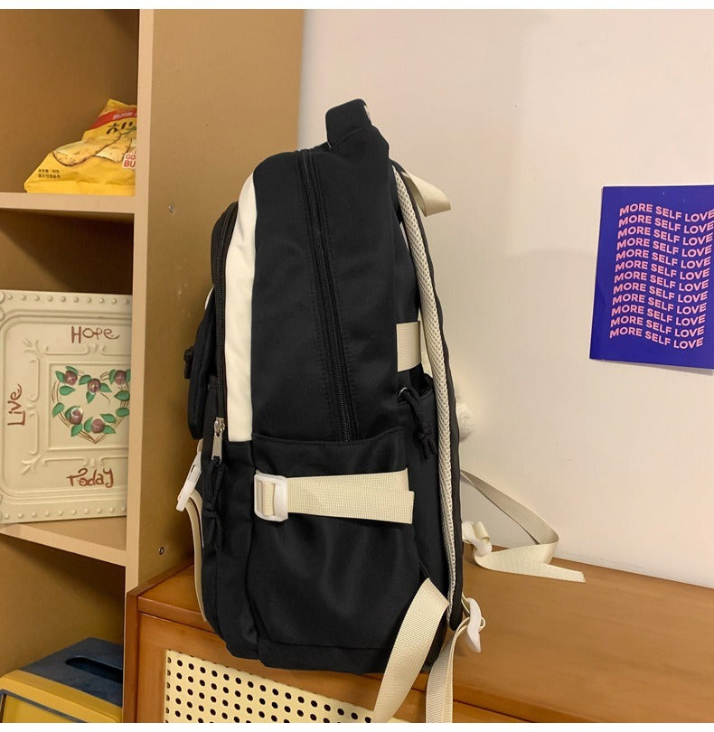 Korean Style Contrast Color Cute Backpack Female College Student Campus Style Schoolbag Japanese Style Junior High School Senior high school Large Capacity Backpack