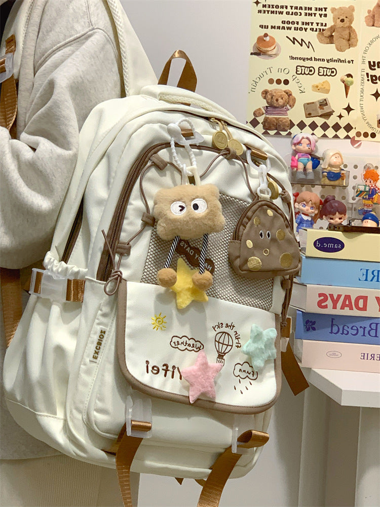 Junior High School Girls' Schoolbag High Color Value Cute Lightweight Large Capacity for Primary School Students and High School Students Backpack for Women