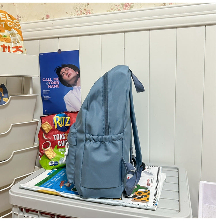 New Large Capacity Primary School Junior High School Students' Casual Schoolbag Japanese Style Fashion Simple Solid Color Travel Backpack