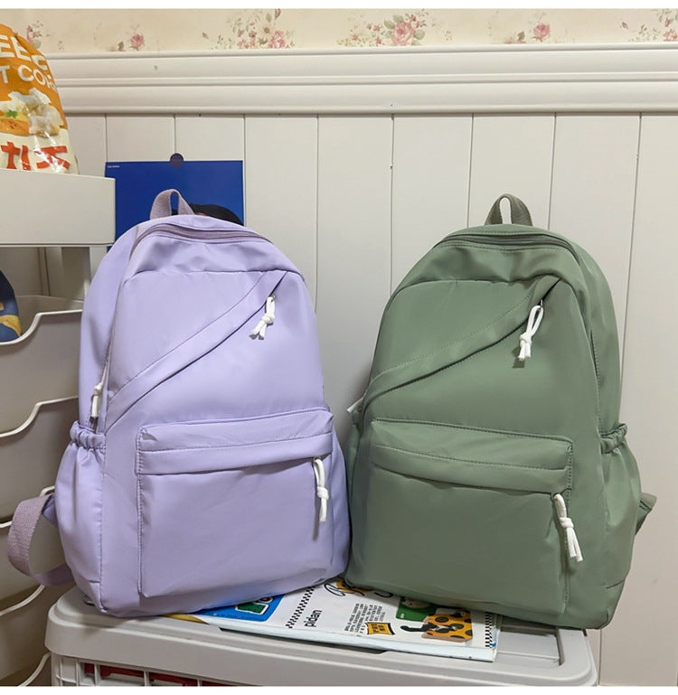 New Large Capacity Primary School Junior High School Students' Casual Schoolbag Japanese Style Fashion Simple Solid Color Travel Backpack