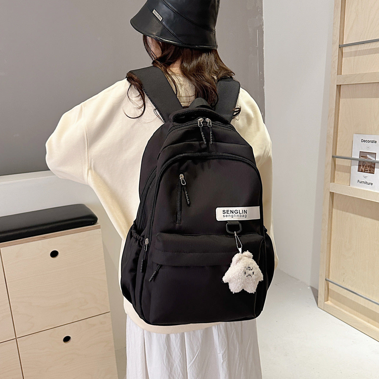 Simple Schoolbags for Boys, College Students, High School Students, Large-Capacity Girls' Backpacks, College Style Korean Fashion Couple Pairs