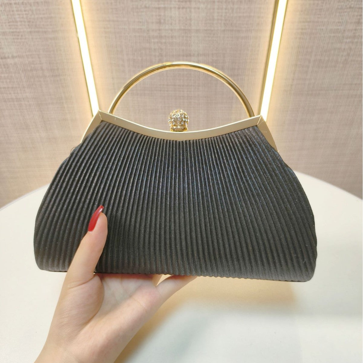 New Evening Bag, Banquet Bag, Diamond Dress Bag, Pleated Handbag, Cheongsam Evening Bag, Princess Bag, Ktv Handbag