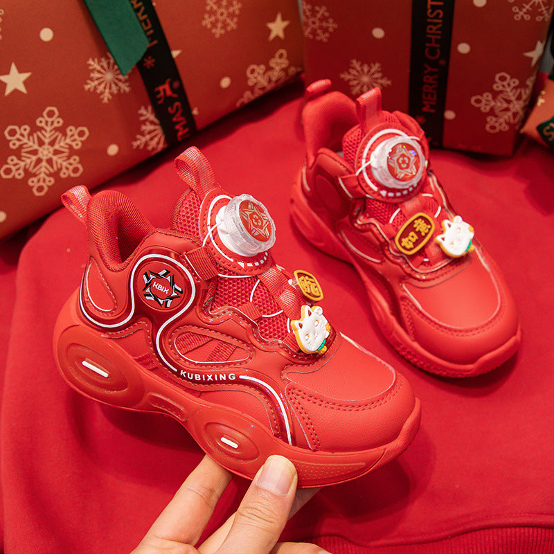 Children's sneaker New 2025 Spring and Autumn Spring Festival Red Fashion Boys and Girls Torre Shoes Casual Shoes Children's Shoes