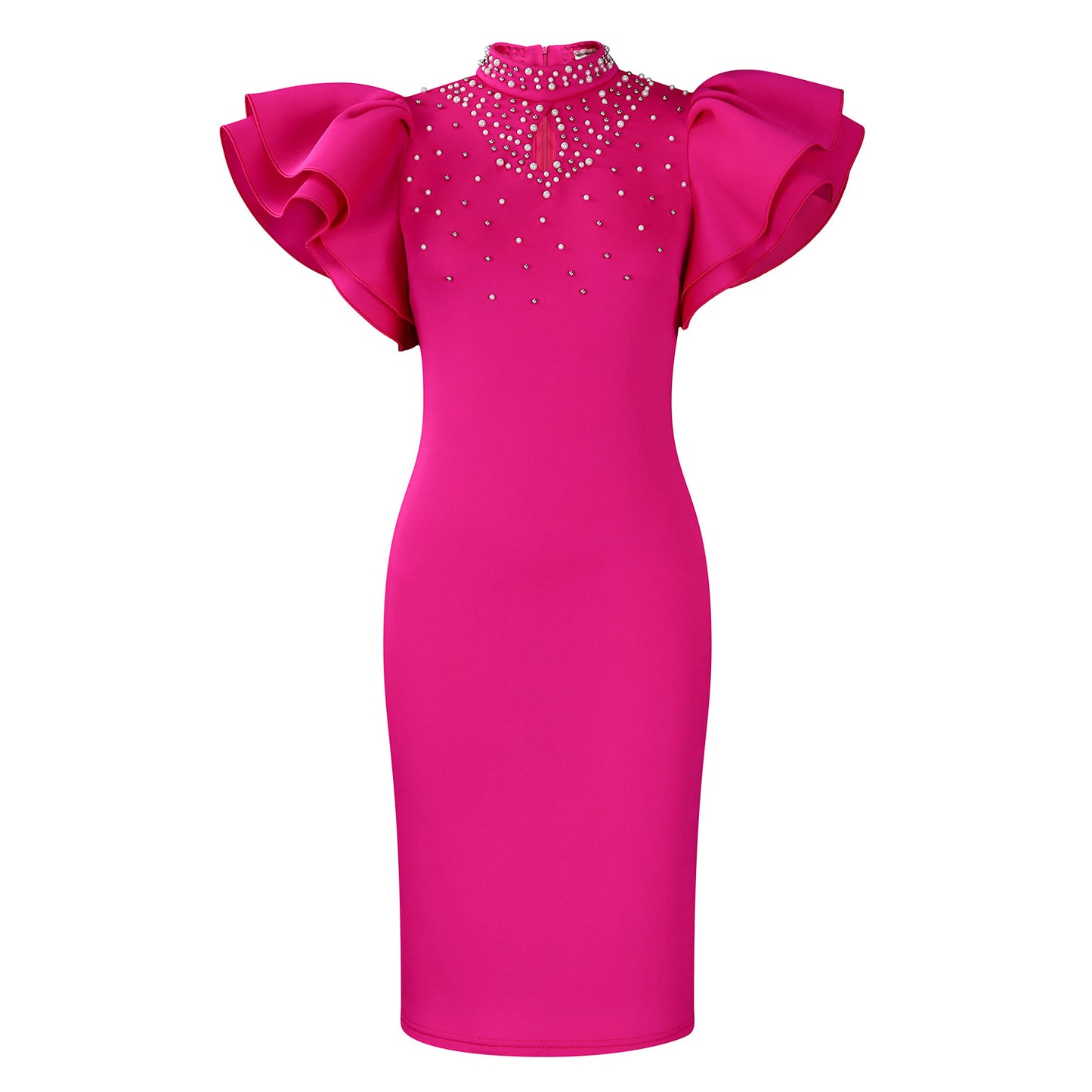 D560 Export Women's Clothing 2026 New Fashion Sexy Ruffle Sleeve Beaded Party Evening Dress African Dress