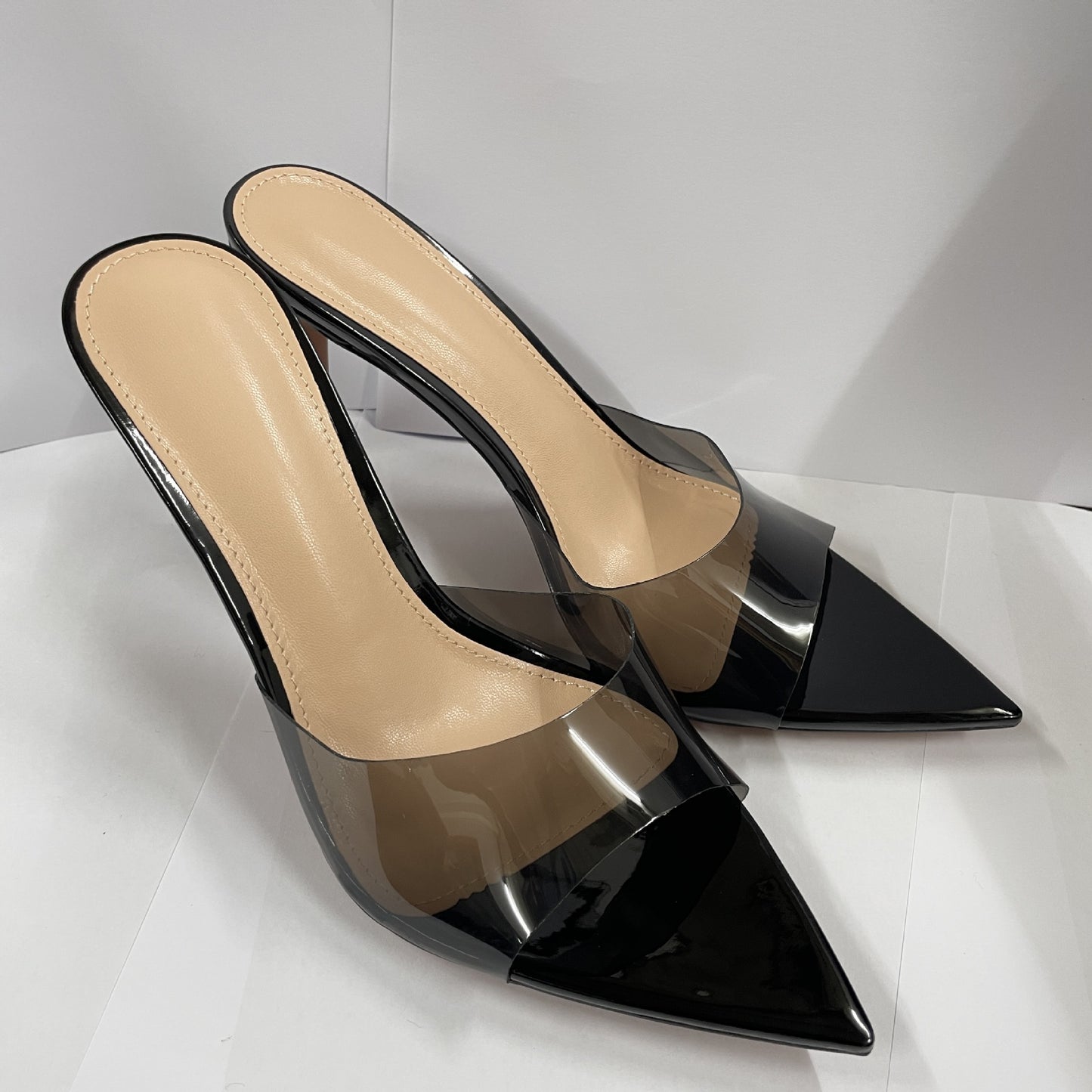 Transparent High-Heeled Shoes for Women, Versatile Sandals, Slimming, Thin Heels, Pointed Toes, Sexy Open-Toe Slip-Ons, New Spring and Summer 2026 Models