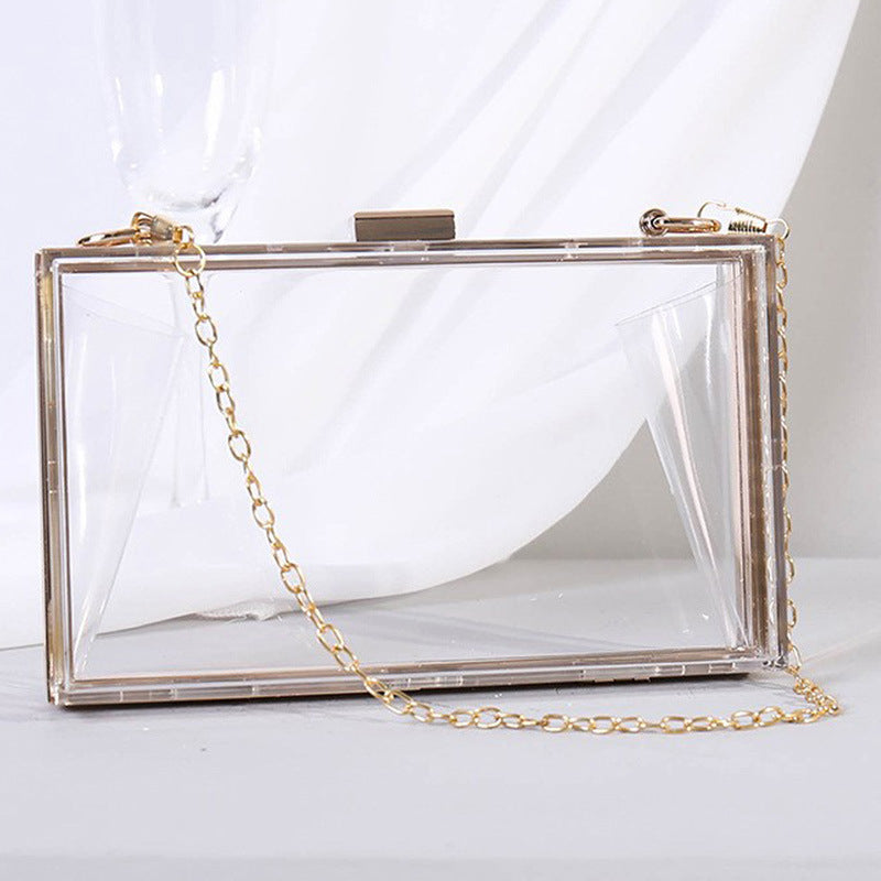 Factory Direct Sales Evening Bag Summer New Acrylic Transparent Box Women's Clutch Bag Fashion Chain Small Square Bag