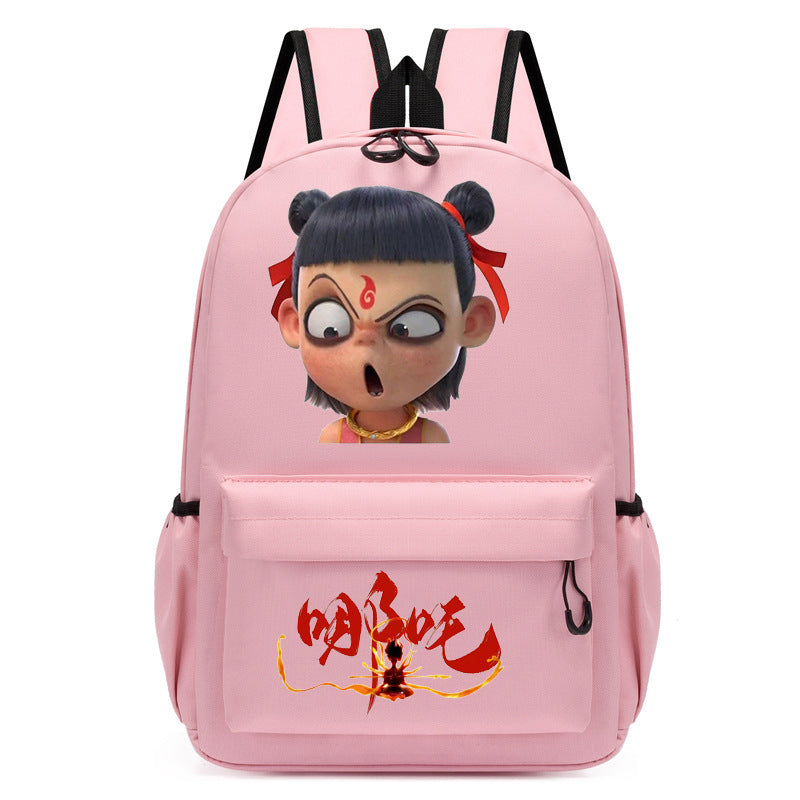 Douyin's New Nezha Cute Printed Kindergarten Girls Pink School Bag Children's Campus Outdoor Backpack