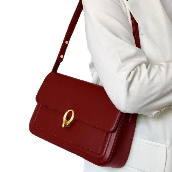 High Texturity Red Retro Bride Wedding Bag 2024 New Entry Luxury Commuter Underarm Bag French Niche Handbag