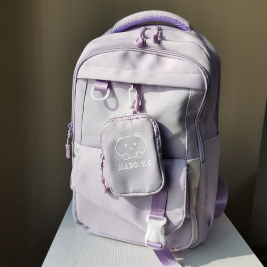Large Capacity Backpack Simple All-match Fashion Solid Color Primary School Students Middle School School Style Campus Style Schoolbag