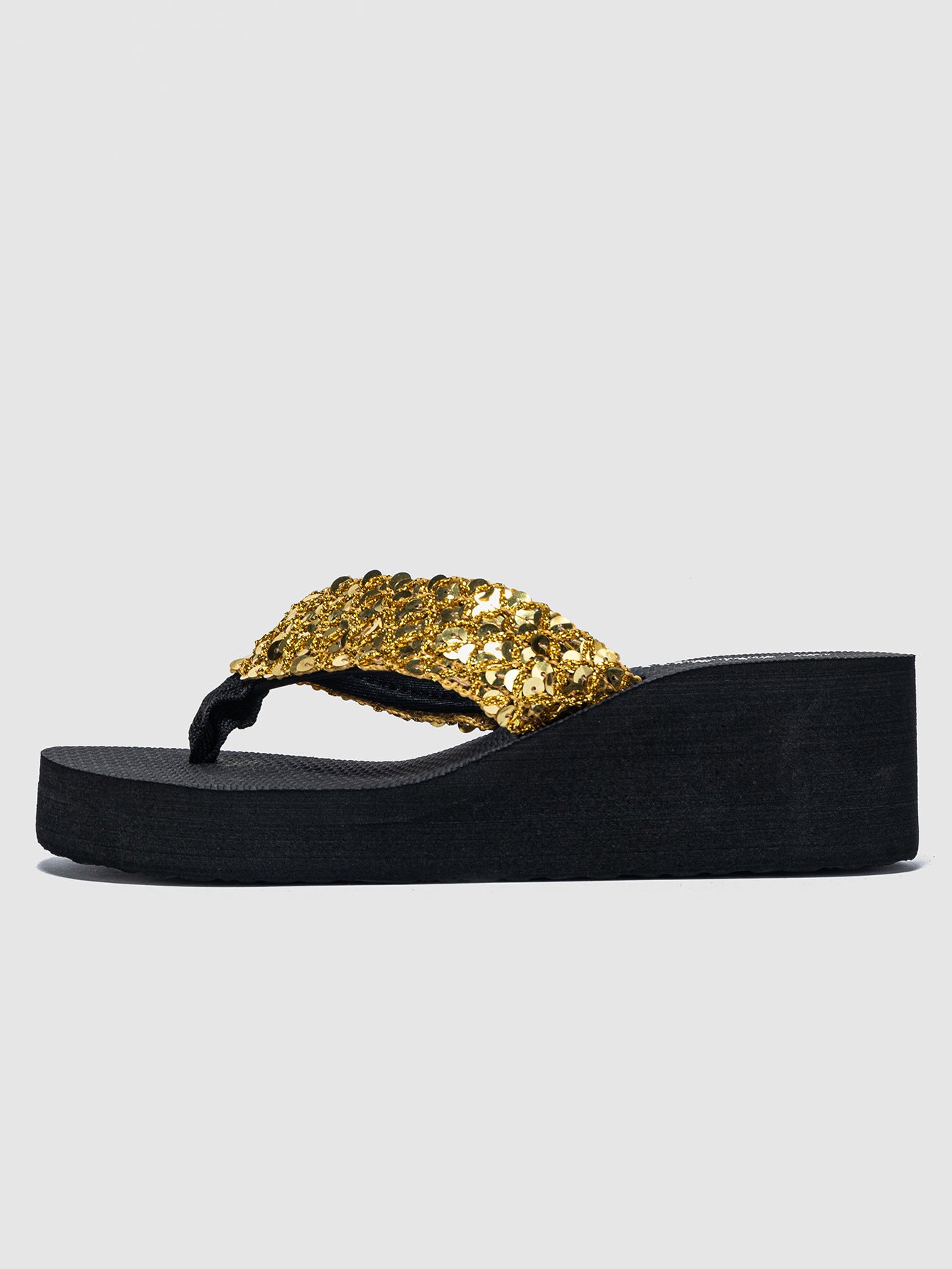 2024 Summer foreign trade cross-border classic sequined wedge sandals Flip Flops