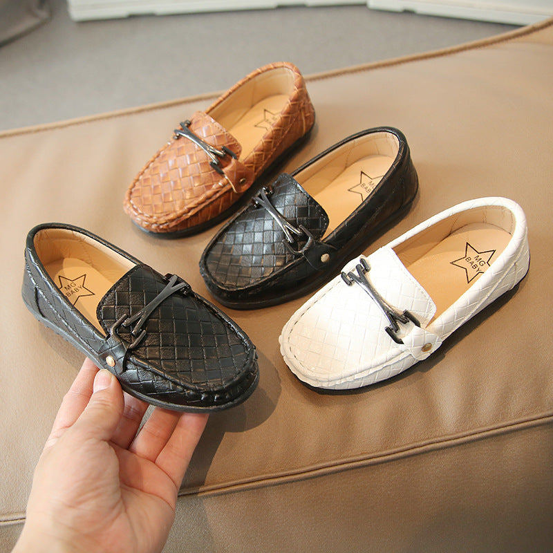 Children's retro leather shoes Children's slip-on boys' peas shoes 2022 autumn new children's shoes wholesale sewing shoes