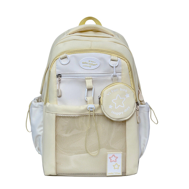 Cute Girl's Pain Bag Backpack Star Girl's Senior high school College Student Schoolbag Large Capacity High-value Backpack