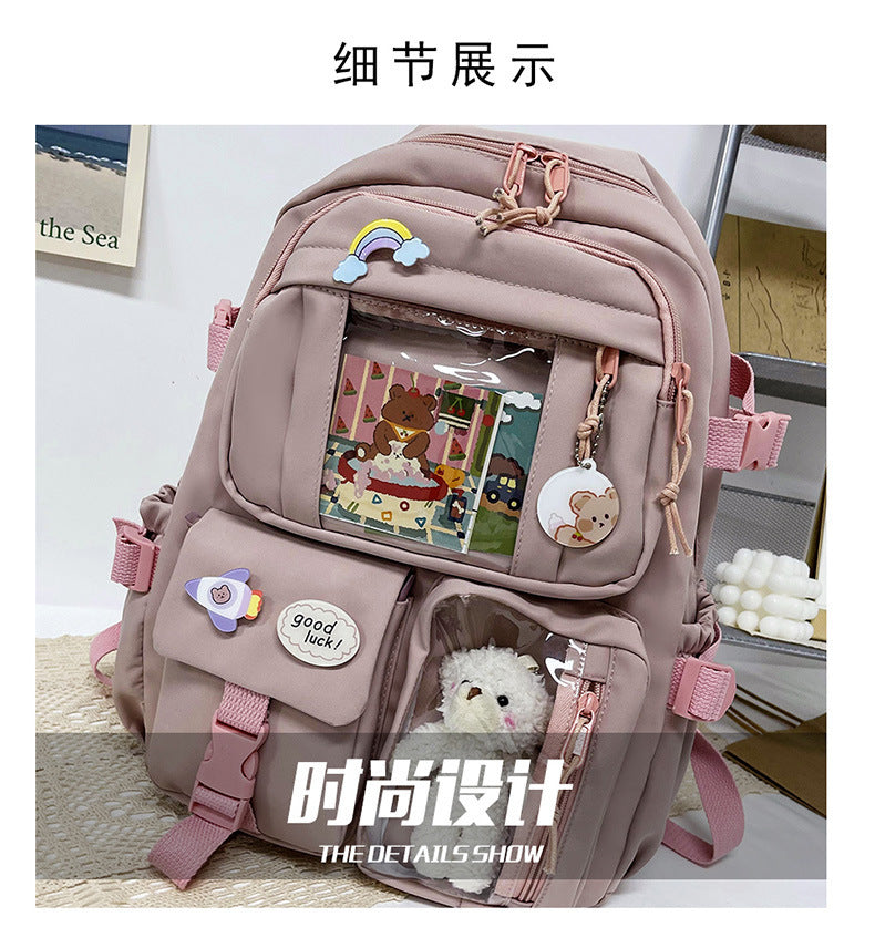 Cute Backpack 2026 New Model Large Capacity Fashionable and Stylish High School Student Schoolbag Female Korean Style Junior High School Student Backpack