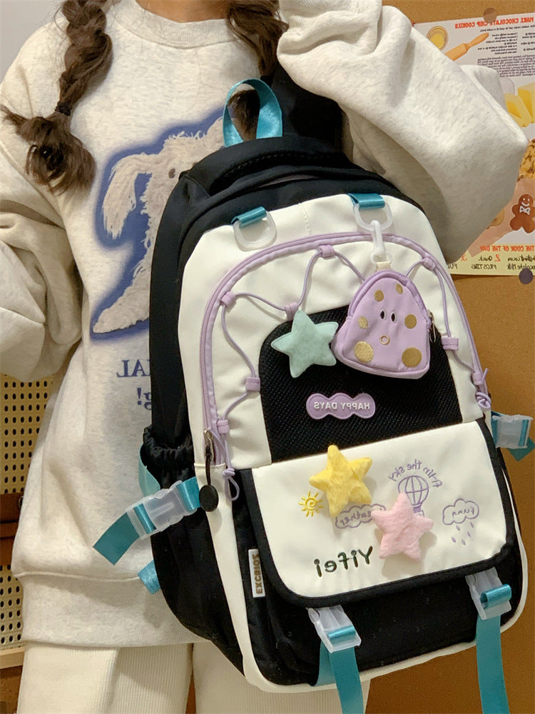 Junior High School Girls' Schoolbag High Color Value Cute Lightweight Large Capacity for Primary School Students and High School Students Backpack for Women