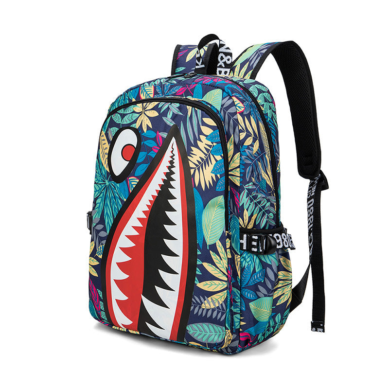 Cross-border Oxford Shark Schoolbag Primary School Grade 4, 5 and 6 Large Capacity Backpack Personalized Simple Backpack for Men