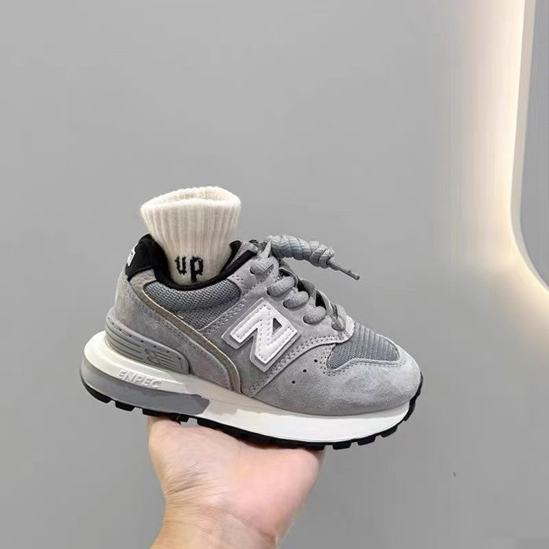 Hong Kong Style 2025 Girls Spring and Autumn Trendy Brand Casual Shoes Fashionable Korean Style Boys sneaker Children Grey Forrest Gump Shoes