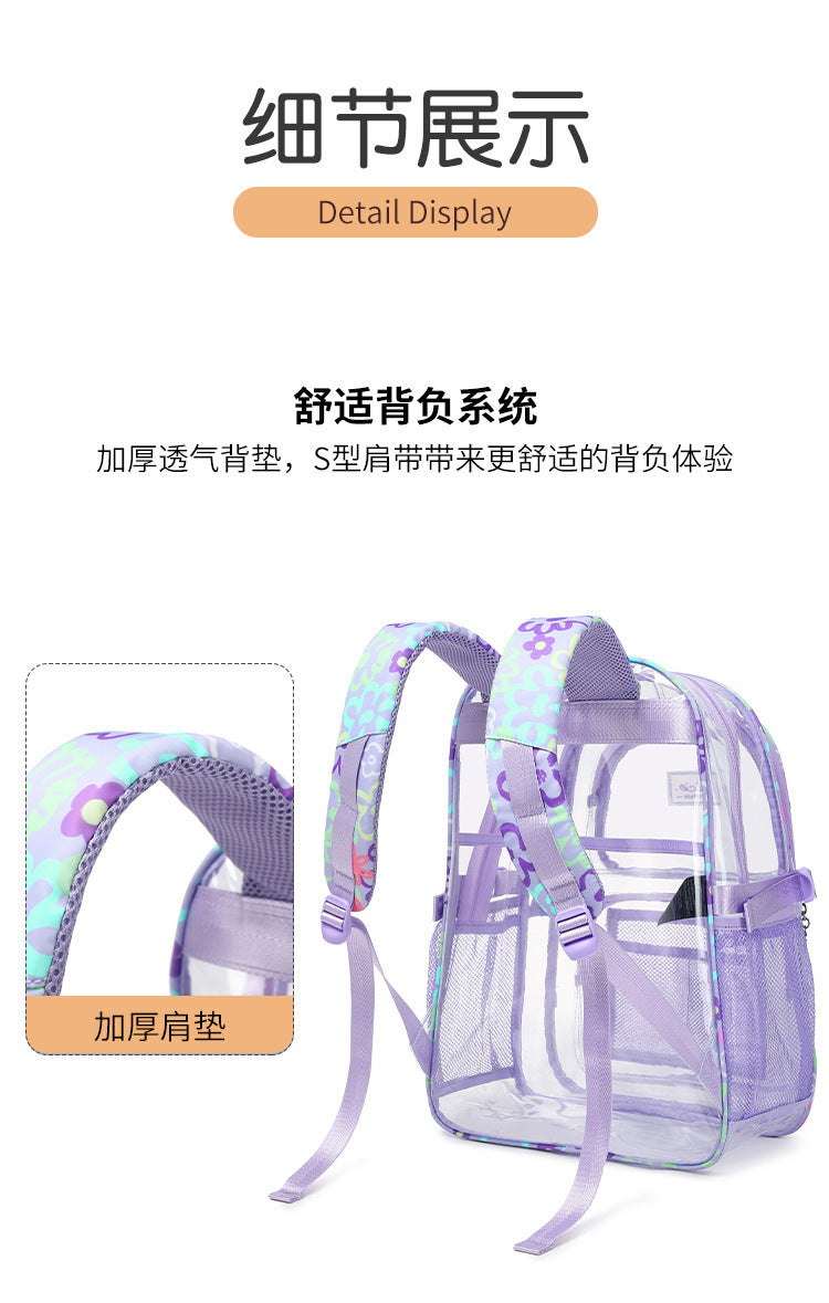 New Cross-Border Transparent Backpack Waterproof Large Capacity Male and Female Students Junior High School Grade School Bag Backpack Female