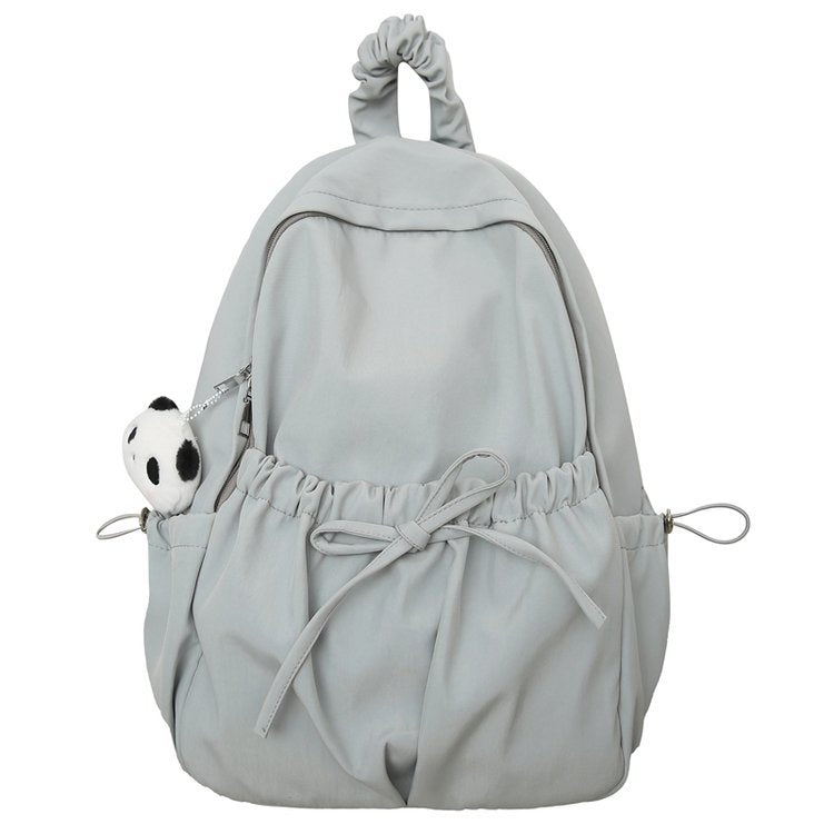 Good-Looking Girl's Backpack, New Bow, Large Capacity, High School Student's School Bag, Simple Casual Travel Bag