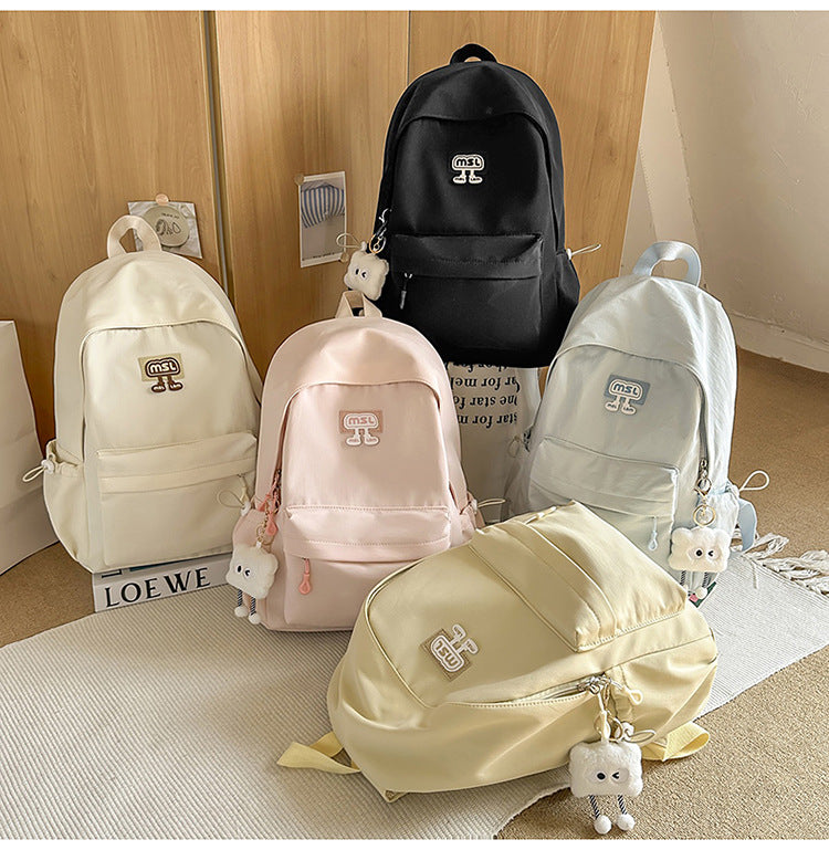 New School Bag Female College Student Large Capacity Backpack Lightweight Simple Short-Distance Travel Backpack High School Student School Bag