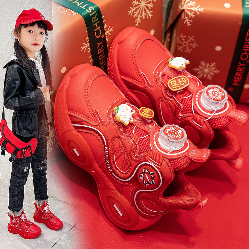 Children's sneaker New 2025 Spring and Autumn Spring Festival Red Fashion Boys and Girls Torre Shoes Casual Shoes Children's Shoes