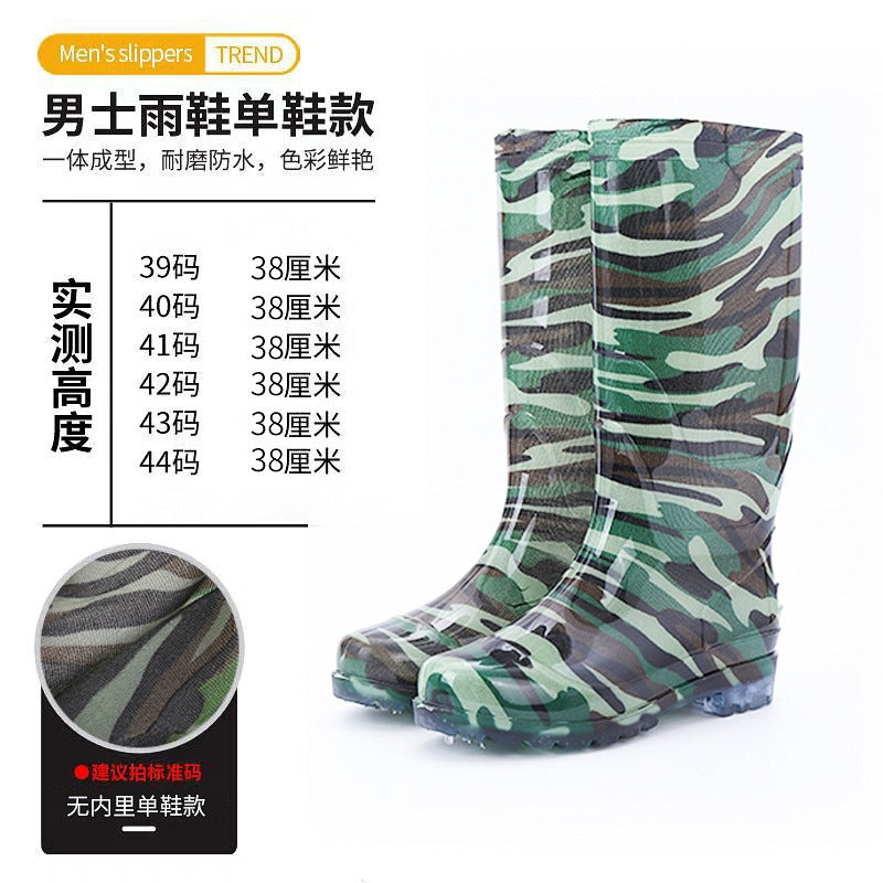 Autumn and Winter High Mesh Rain Shoes Men's Lightweight Long Warm Rain Boots Wear-resistant Water Shoes Waterproof Rubber Shoes Men's Work Shoes