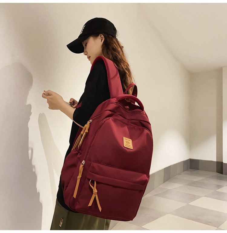 Solid Color Simple Couple's Schoolbag Large Capacity Fashionable All-match Personality Niche Backpack Travel Class Tutoring Backpack