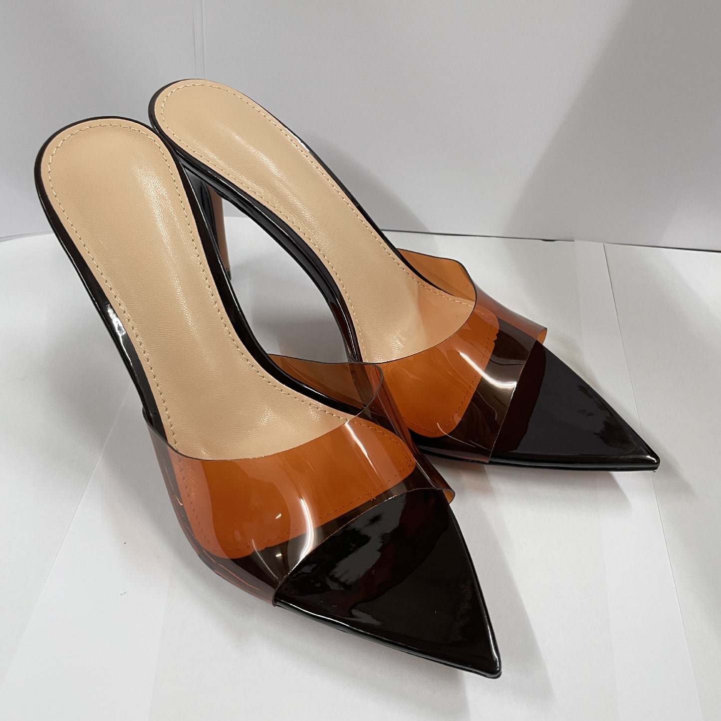 Transparent High-Heeled Shoes for Women, Versatile Sandals, Slimming, Thin Heels, Pointed Toes, Sexy Open-Toe Slip-Ons, New Spring and Summer 2026 Models