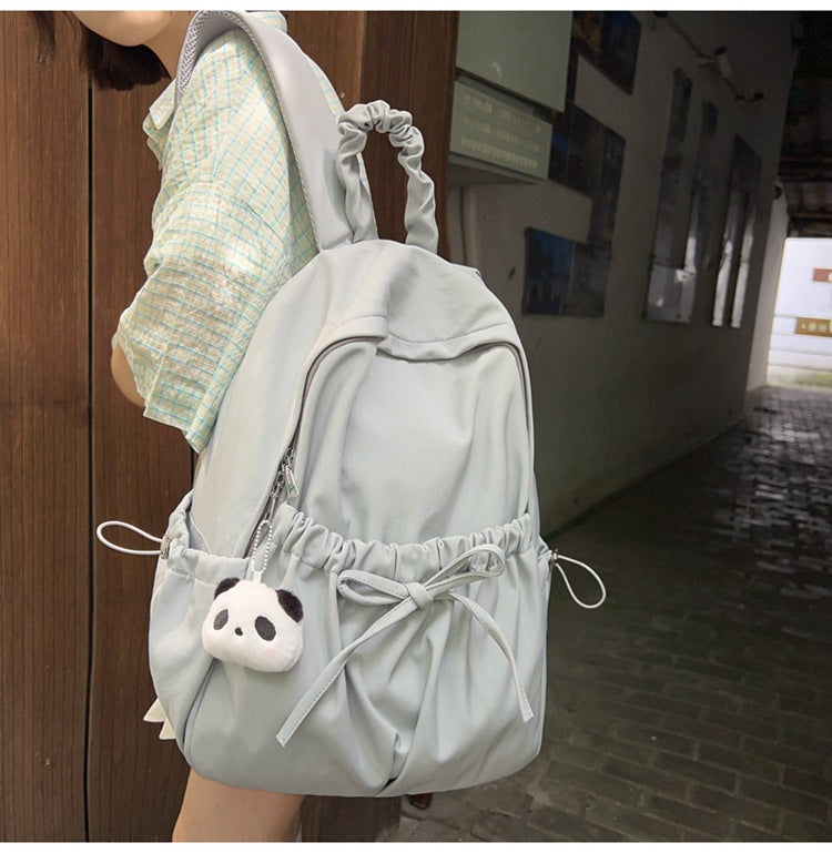 Good-Looking Girl's Backpack, New Bow, Large Capacity, High School Student's School Bag, Simple Casual Travel Bag