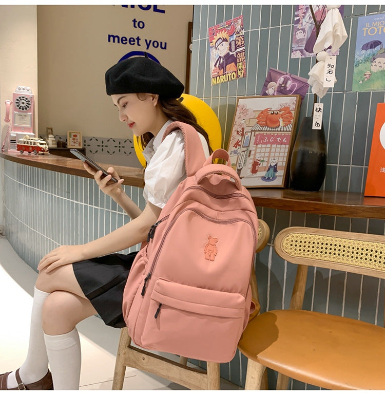 Simple Youth Campus Schoolbag Fashion Trend College Student Backpack Nylon Breathable Class Commuter Women Backpack