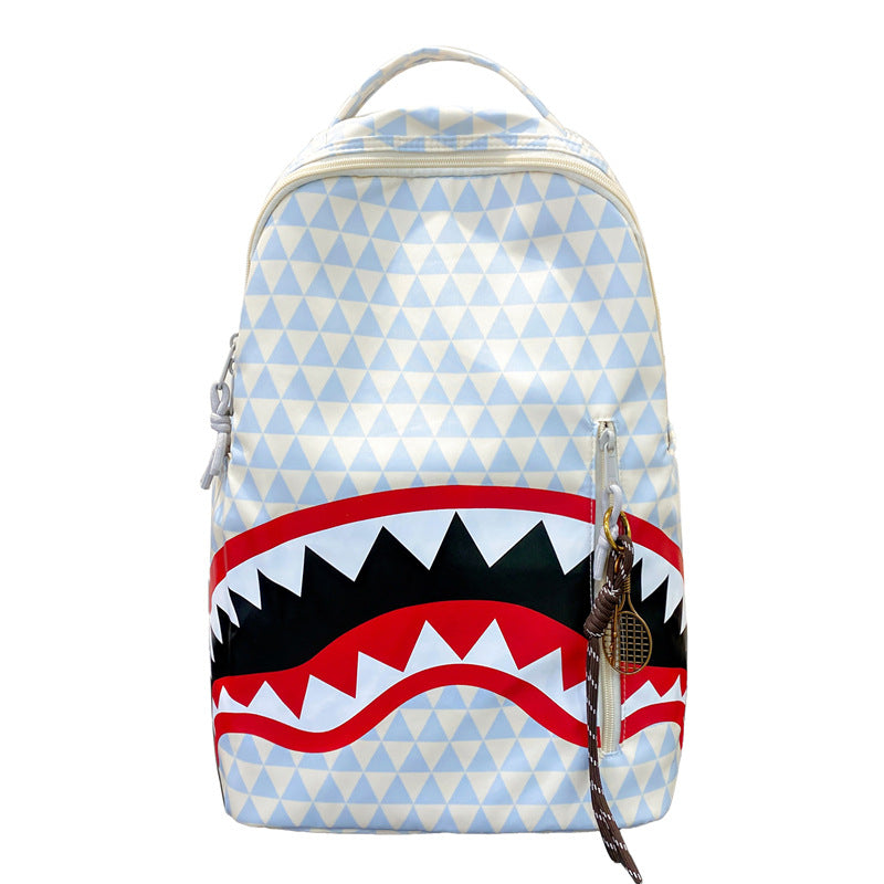 Men's Niche Fashion Plaid Shark Bag Backpack Student School Bag Large Capacity Street Backpack Travel Bag Wholesale