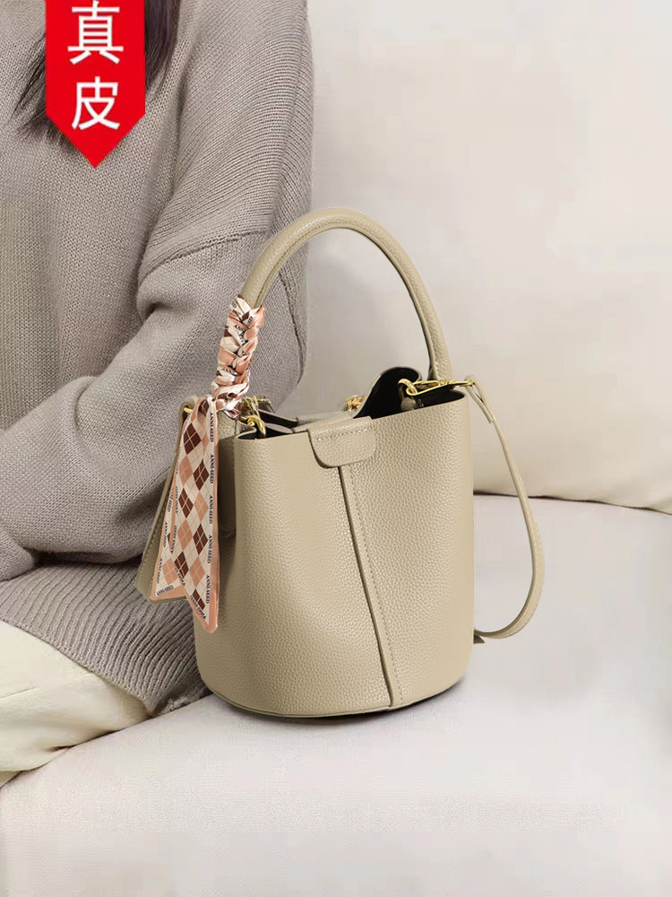 Hong Kong Counter Bag 2025 New Trendy Women's Bag Shoulder Crossbody Bag Summer High-End Genuine Leather Handbag Bucket Bag