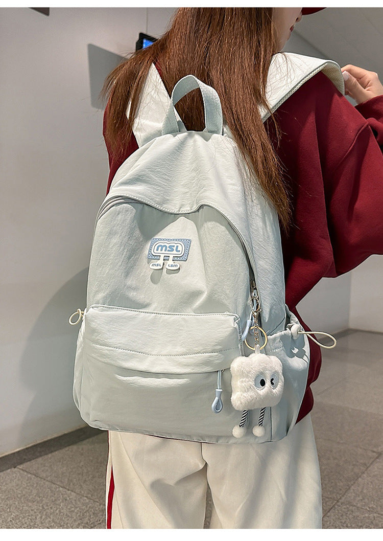 New School Bag Female College Student Large Capacity Backpack Lightweight Simple Short-Distance Travel Backpack High School Student School Bag