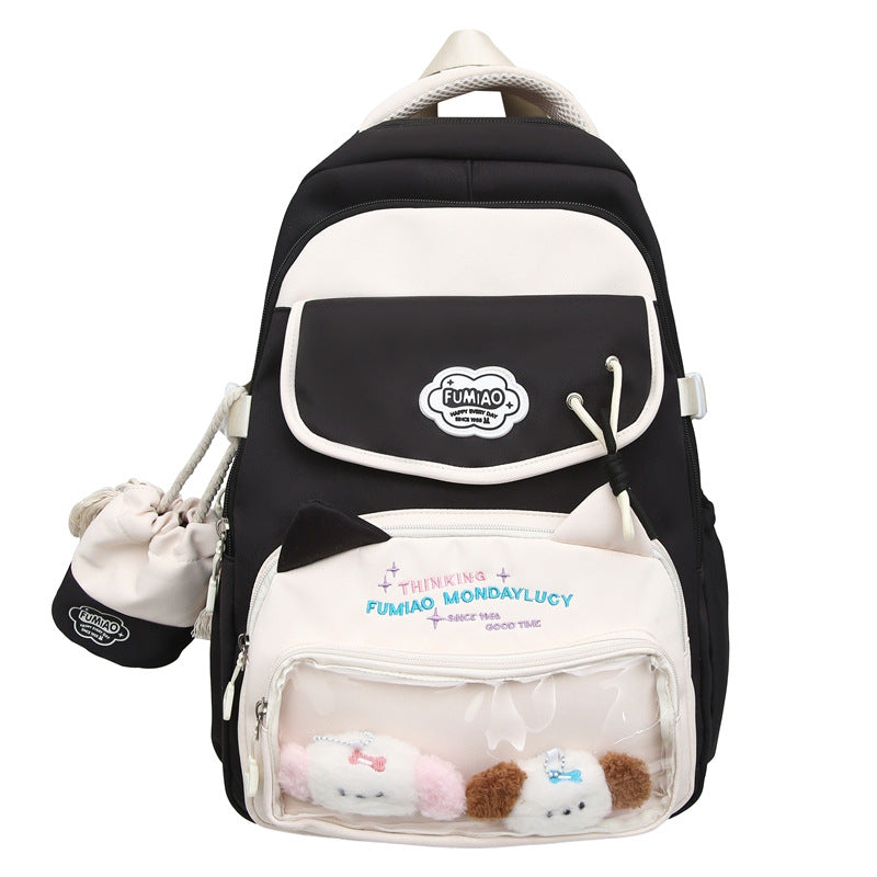 College Style School Bag Three-Piece Set for Girls with Good Looks and Versatile DIY Girl Pain Bag Student Class Backpack Tutoring Bag