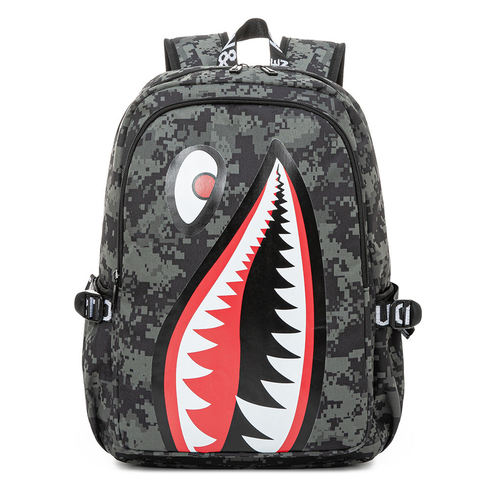 Cross-border Oxford Shark Schoolbag Primary School Grade 4, 5 and 6 Large Capacity Backpack Personalized Simple Backpack for Men
