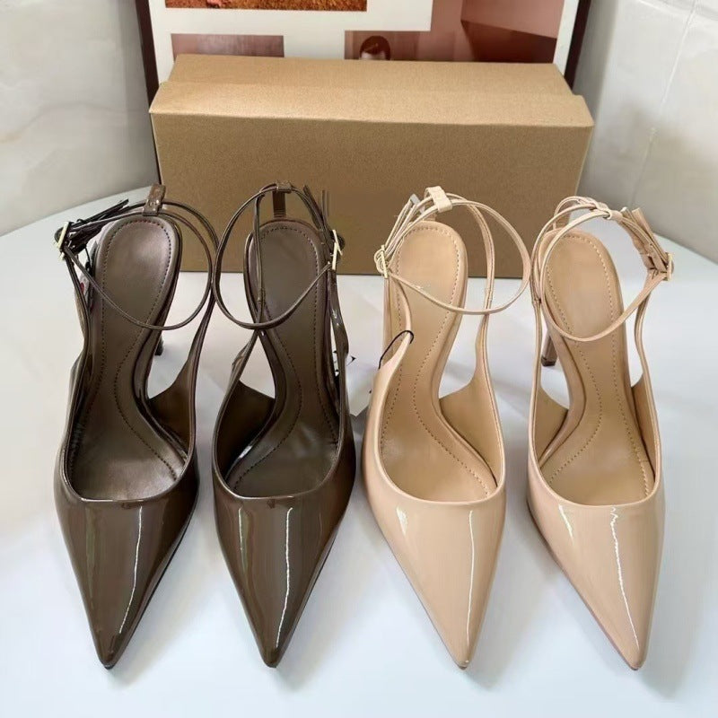 Factory Direct Sales 2025 Spring New Women's Shoes, Sexy High Heels, Pointed Toe, Hollow Back Stiletto Sandals, Flats