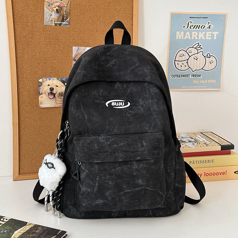 Korean Style Japanese Niche Fashion Simple Tie-Dye Backpack for Middle and High School Students, Large Capacity College Student Backpack