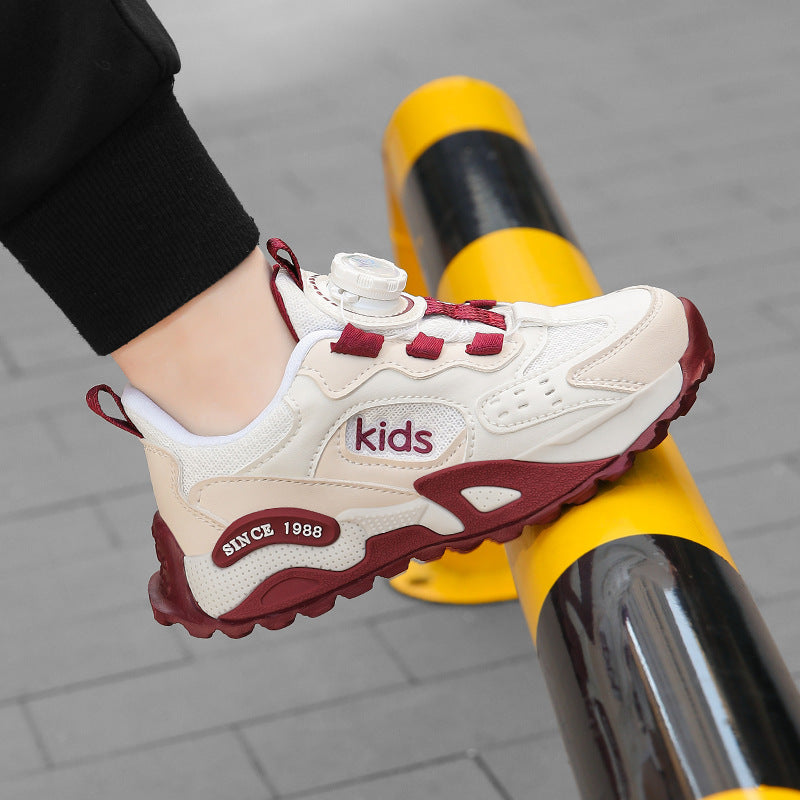 Boys' sneaker Children's Mesh Breathable Casual Shoes Girls' Non-slip Lightweight Wave Shoes Running Shoes for Middle and Big Children and Students